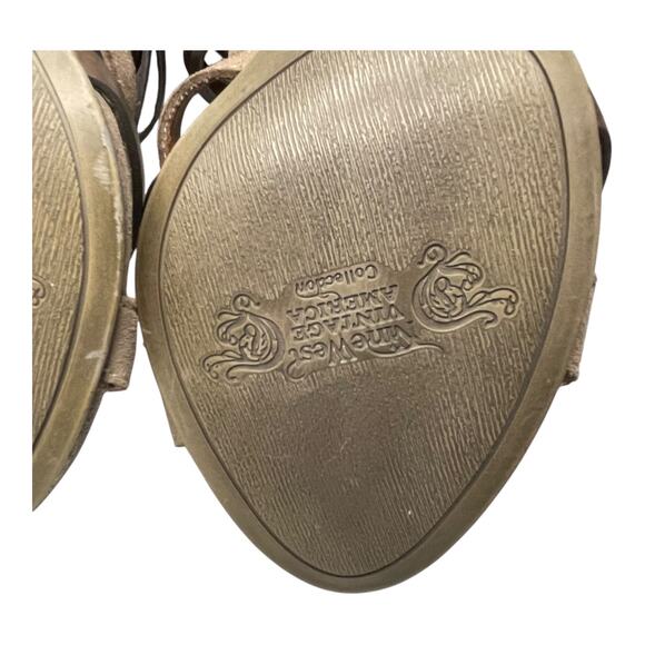 Nine West Vintage America VABRADIE Brown Leather Gladiator Heels Sandals 9M - Picture 7 of 13